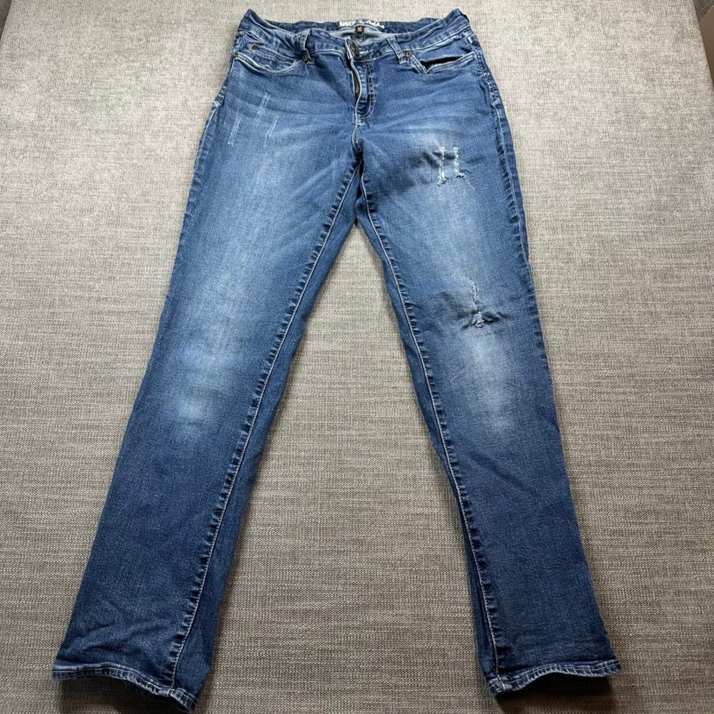 Kut from the Kloth Straight Leg Jeans Womens‎ 10 Blue Distressed Denim